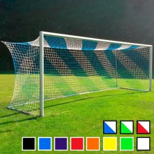 Stadium Football Goal Nets - Pair [11x Striped & Coloured Options]